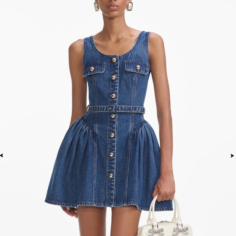 Self-Portrait Flared Denim Dress